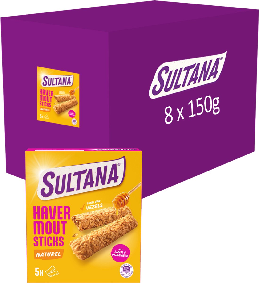 Sultana - Havermoutsticks met Golden Syrup - 8 x 150 gram