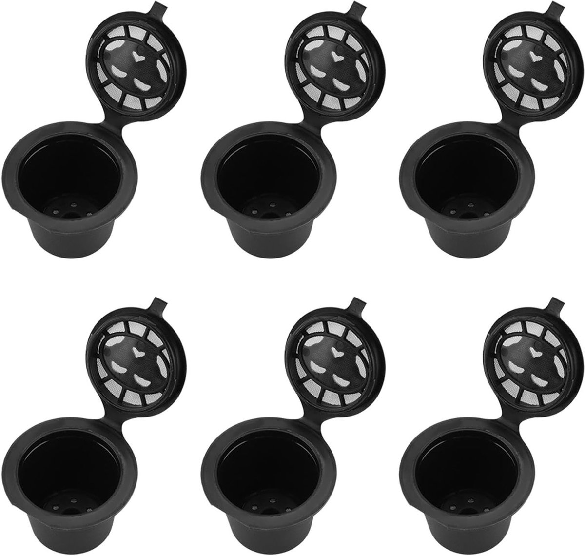 6 Stuks Plastic en RVS Herbruikbare Koffiecapsule Filters voor Nespresso Machines