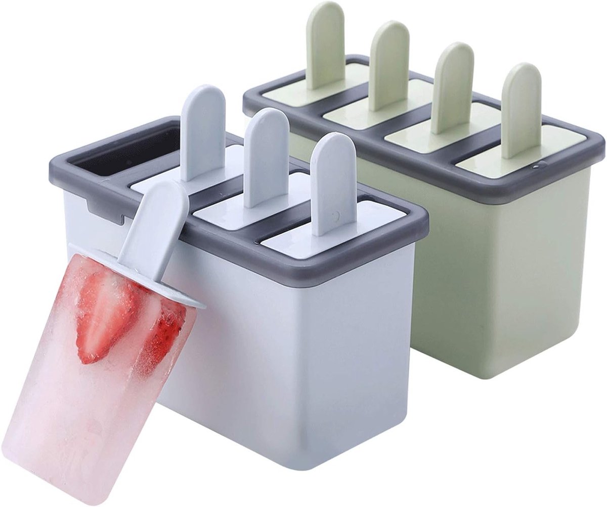 Set van 6 IJsjesvormen met Stokken - Eenvoudig te Ontkoppelen, Flexibel en Duurzaam, Geschikt voor Kinderen en Volwassenen, Perfect voor Zelfgemaakte IJsjes en Sorbet, Vaatwasserbestendig