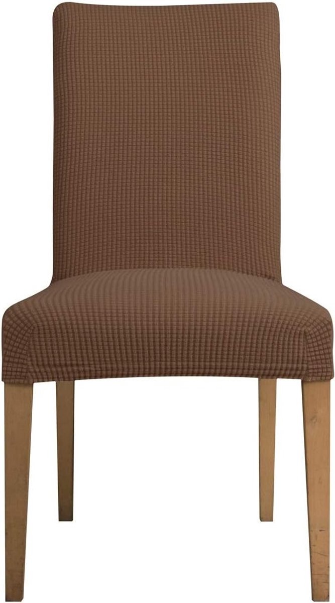 6 Stuks Elastische Stoelhoezen, Jacquard Stretch Covers voor Bruiloft, Feest en Banketdecoratie, Bi-Elastische Hoezen in Koffiekleur