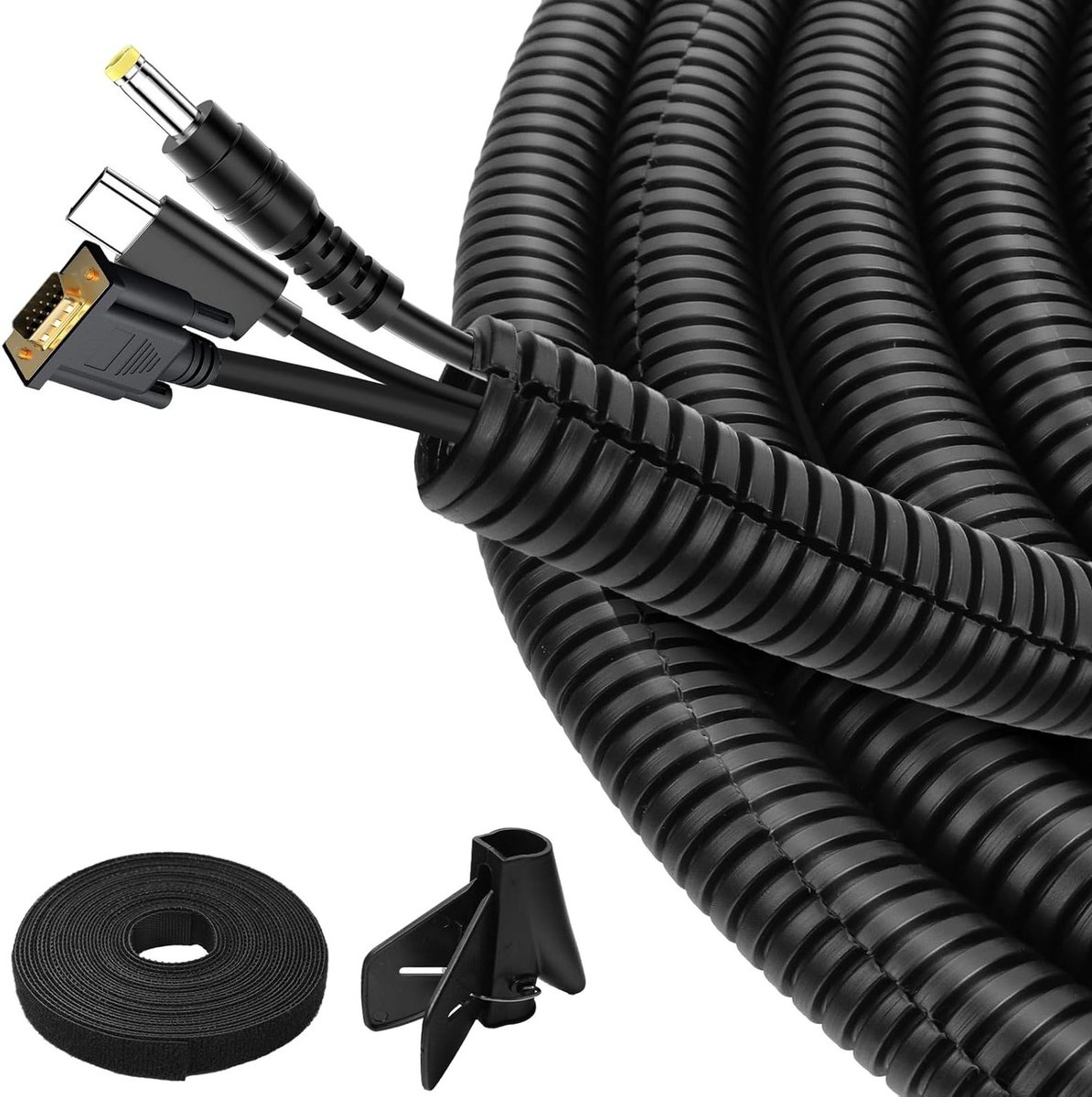 Kabelbescherming, Golfbuis, Flexibele Kabelbuis, Lege Tube voor Kabelbescherming, Zwart, 25mm x 6m, Duurzaam en Veelzijdig Gebruik