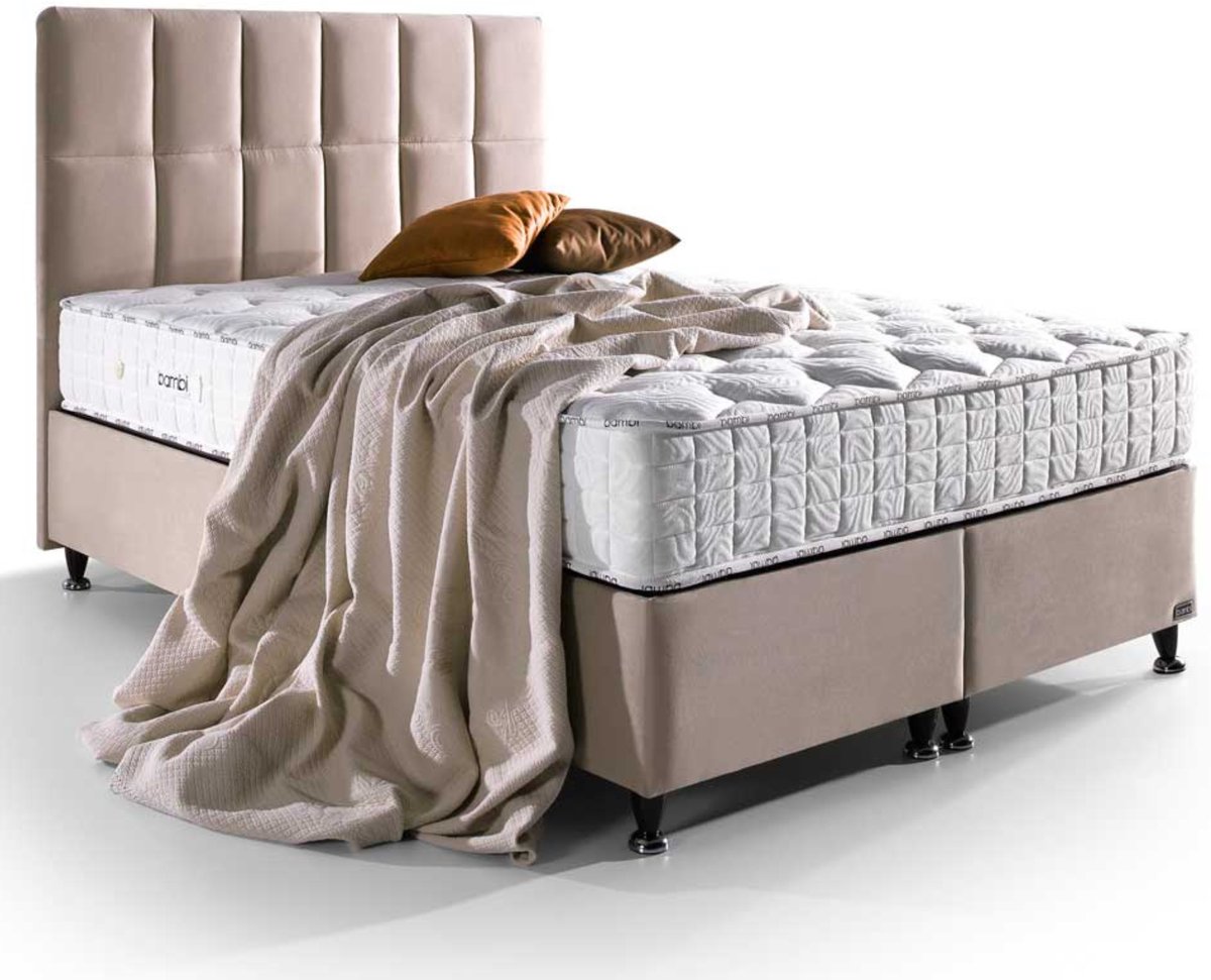 BSS Bedding Golden Prime - Bed Boxspring Set - 160 x 200 H4 / H5 - Complete Boxspring - Slaapkamerbed - 1 x Matras - 2 x Bedbox - 1 x Bedhoofdeinde Beige