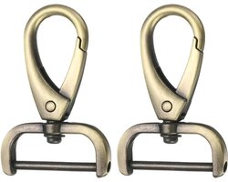 2 Stuks Afneembare Carabiner Haak met D-ring en Zwivel Lobster Claw Sluiting voor Tassen, Sleutelhangers en Doe-het-zelf Projecten van Messing