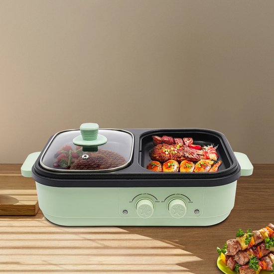Lifero Hotpot Elektrisch - Multicooker - Grillplaat - Barbecue - Gourmetstel - Fonduepan - Anti Aanbak - 1300W - Camping Koken — afbeelding 5