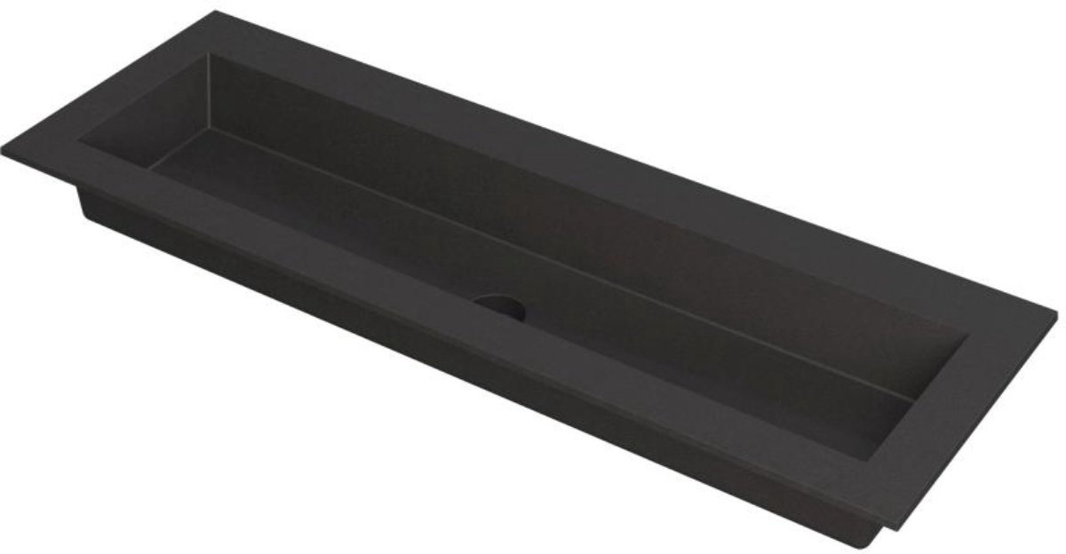 INK Kraft Wastafel Enkele Bak Zonder Kraangat - 1400x450x10 mm - Quartz Zwart