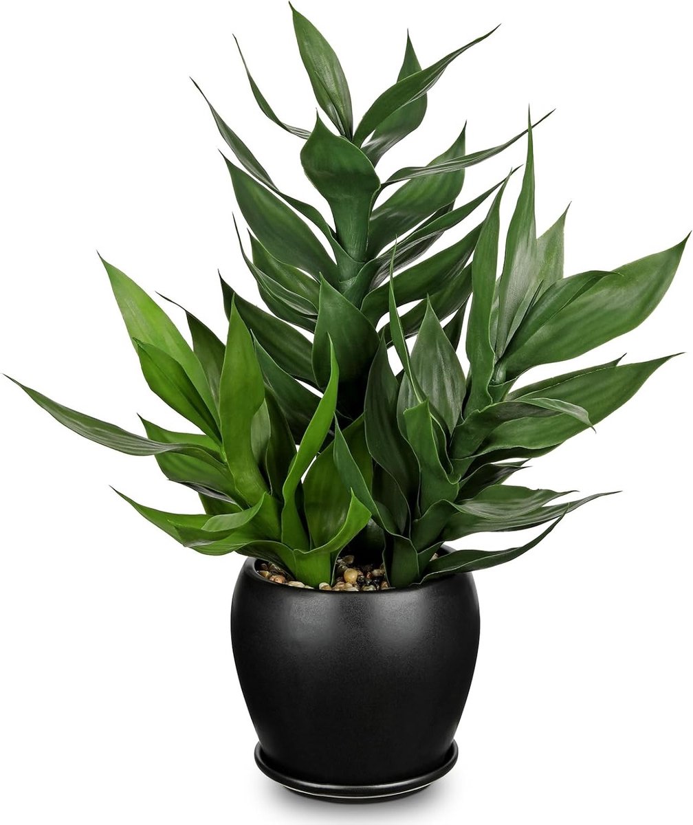 Kunstmatige Bamboeplant 50 cm Hoog - Decoratieve Nepplant voor Thuis, Kantoor en Badkamer met Zwarte Pot en Geluksgevoel