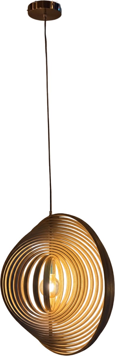 Chericoni Ring Hanglamp - 1 lichts - Ø60cm - Hout - Verstelbare Ringen