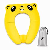 ZoeZo - Panda Toiletbril - Geel - Opvouwbaar - Incl. opbergtasje - Kinderen - Hygiënisch - WC- bril verkleiner - Zindelijkheidstraining - Toilettrainer - Toilet zitje