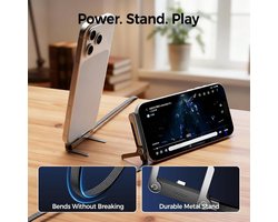2-in-1 oplaadkabel met standaard en telefoonhouder, 240 W snel opladen, 1,5 m USB-C-kabel voor smartphone en inklapbare staande oplaadkabel met geïntegreerde standaard voor bureau