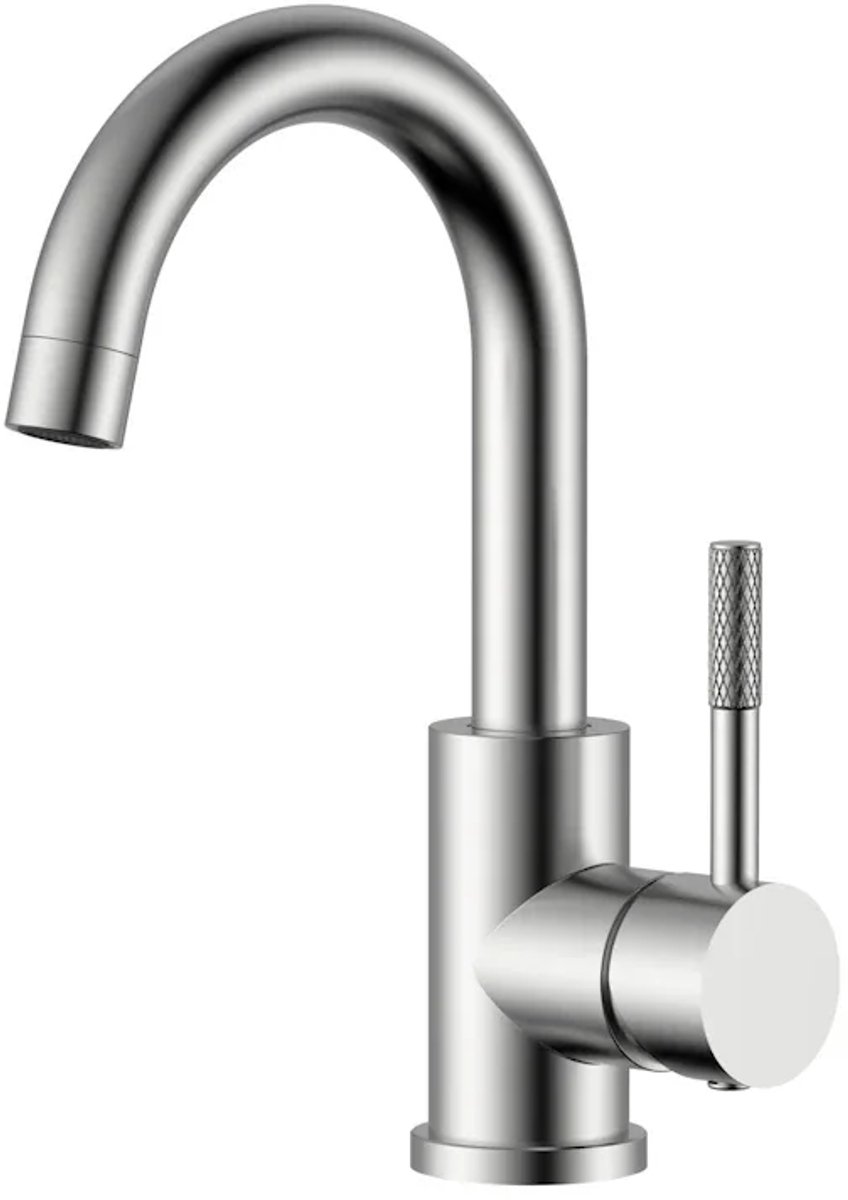 DutchLine - Round S-Grip Wastafelkraan – Geborsteld staal
