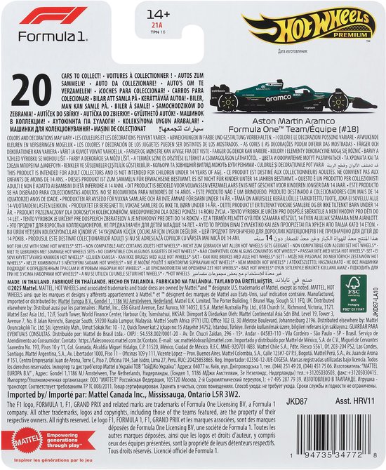 Hot Wheels Premium Formula 1 Aston Martin Team - Lance Stroll van Hot Wheels — afbeelding 2