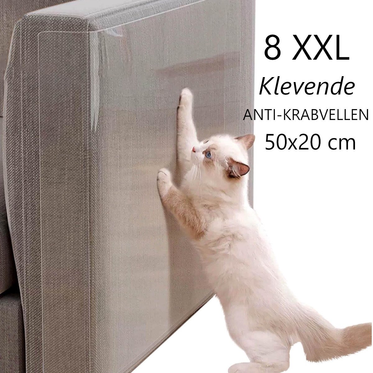 Anti Krab Vellen, Anti Krab Katten, Anti Krab Vellen voor Kat, Krabmeubelen, Krabpalen, Bankbeschermer, Meubelbescherming, Anti Krab Vellen voor Hond, Transparant, Anti Scratch, Klevende Anti Krab Vellen, 50 x 20 cm, 8 STUKS