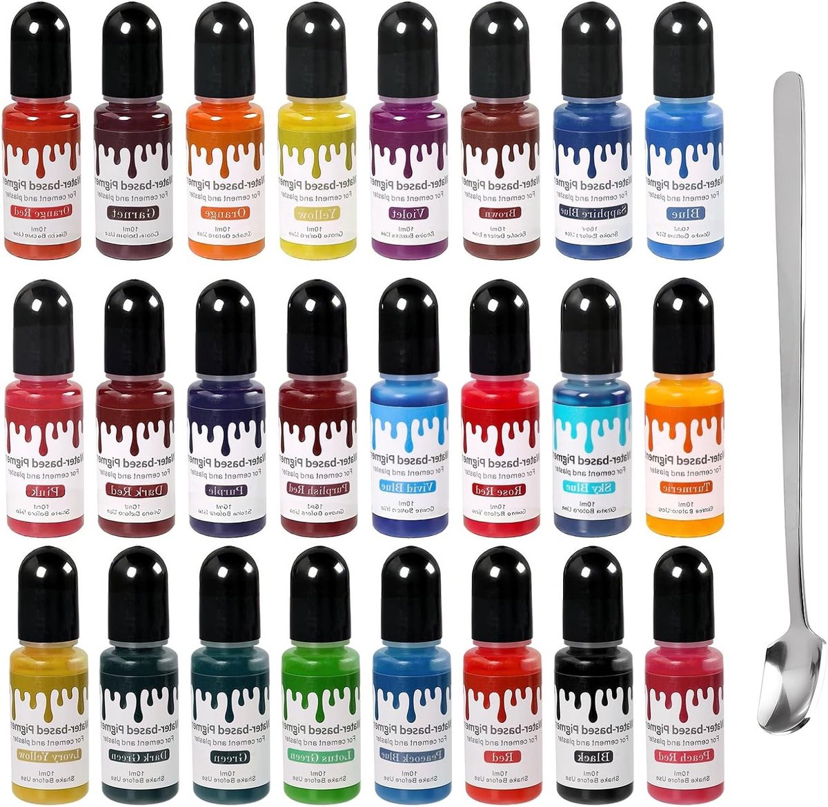 Kleurpigmenten voor gietpoeder, 10ml x 24 kleuren, set voor creatieve en doe-het-zelf projecten, ideaal voor kunst en ambacht