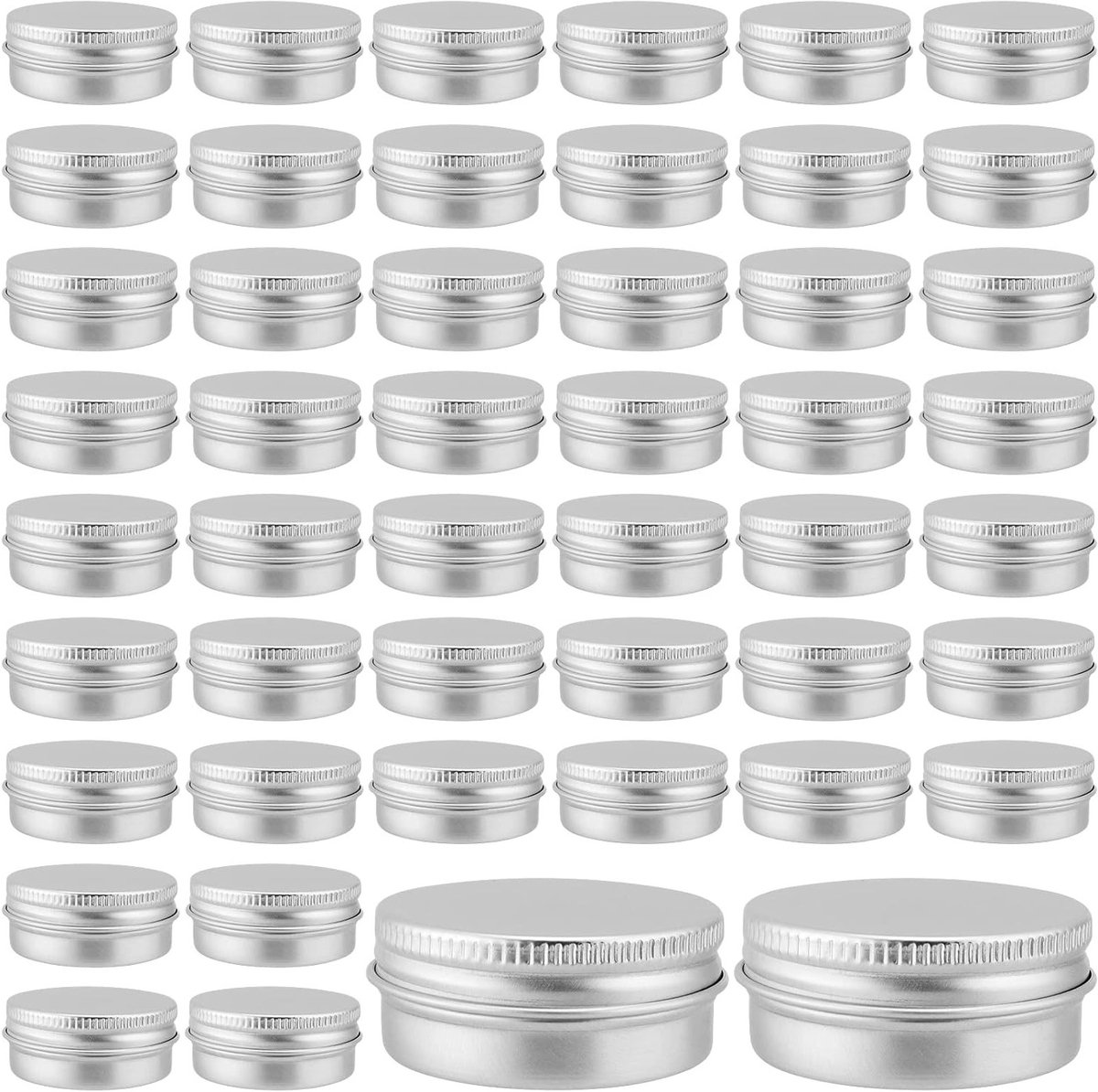 48 Stuks 15ml Aluminium Blikjes met Deksel, Ronde Metalen Potjes voor Lippenbalsem, Crème en Monsters