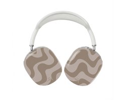 xoxo Wildhearts hoesje geschikt voor AirPods Max (2) - Ride With Me Brown - Ook als telefoonhoesje verkrijgbaar - schokbestendige case - koptelefoonhoes - Beschermhoes met met golvende print - golven - beige / bruin