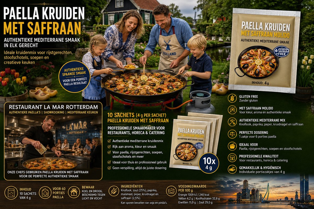 El Avion Sazonador Paella kruiden met saffraan - 10 zakjes van 3 gram