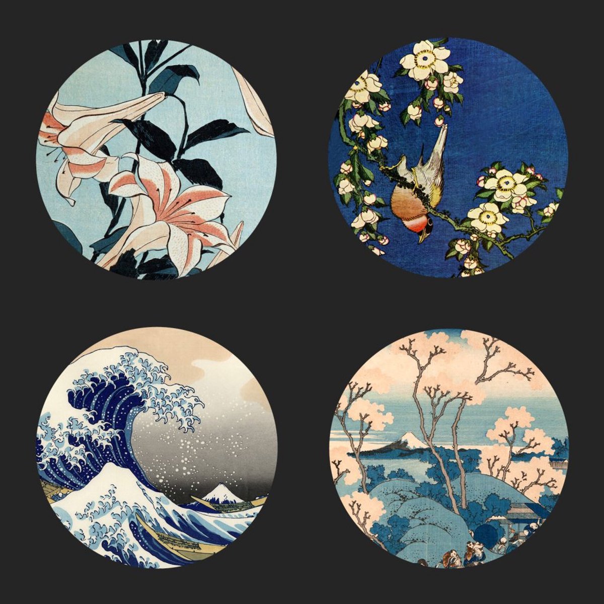 4 Onderzetters – Katsushika Hokusai Collectie – Parastone – 10 cm