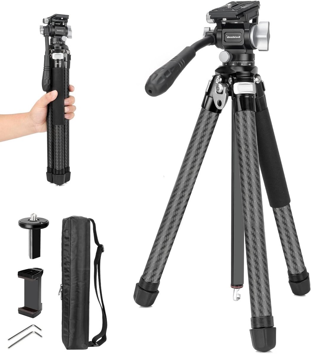 Lichtgewicht Aluminium Videostatief van 160 cm met 360° Panhoofd, Snelle Bevestiging voor Reizen, Vloggen en Live Streaming