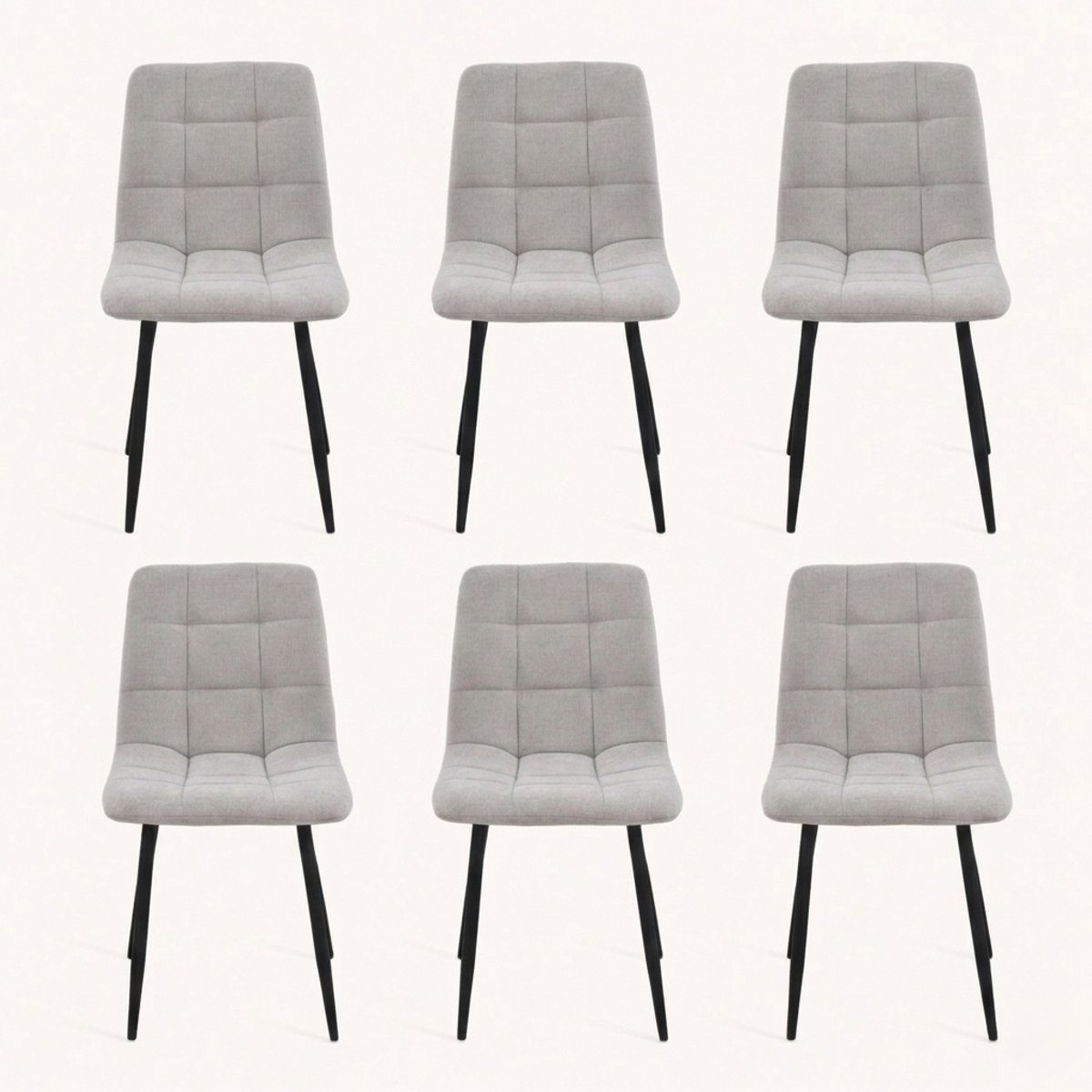 Eetkamerstoel Myleine- set van 6 stuks -Beige Stof - zetelsenbedden Tafel en Stoel