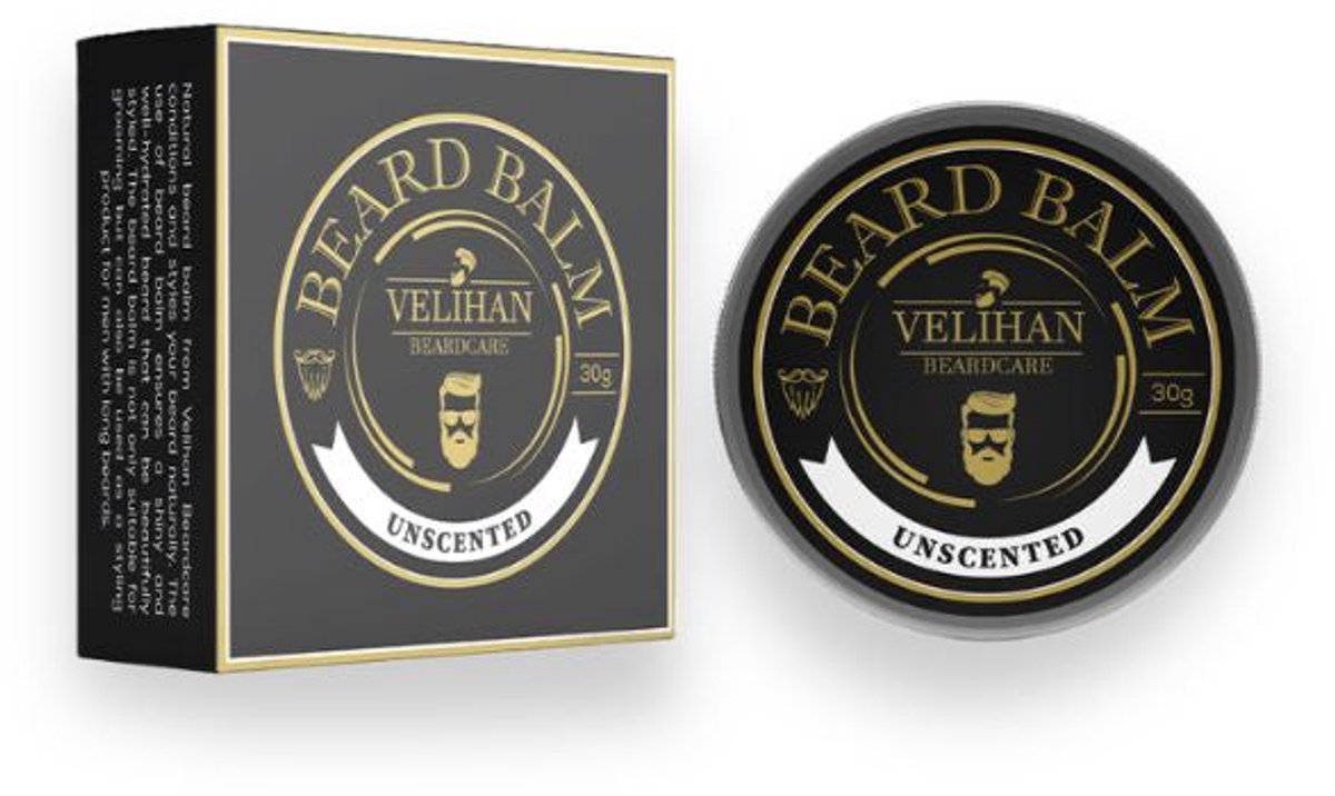 Velihan Beardcare - Baardbalsem Unscented (geurloos) 30g - Baard wax - Baard styling crème - Baardverzorging - Baard balsem - Baard balsem korte en lange Baard - Baardverzorging mannen