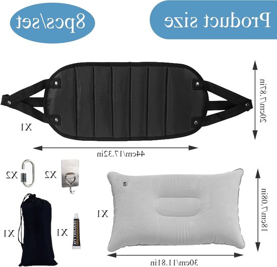Comfortabele Voetsteun voor Langdurig Zitten - 8 Stuks Zwarte Polyester Foam - Verlichting van Pijn en Zwelling tijdens Reizen en Werk — afbeelding 5