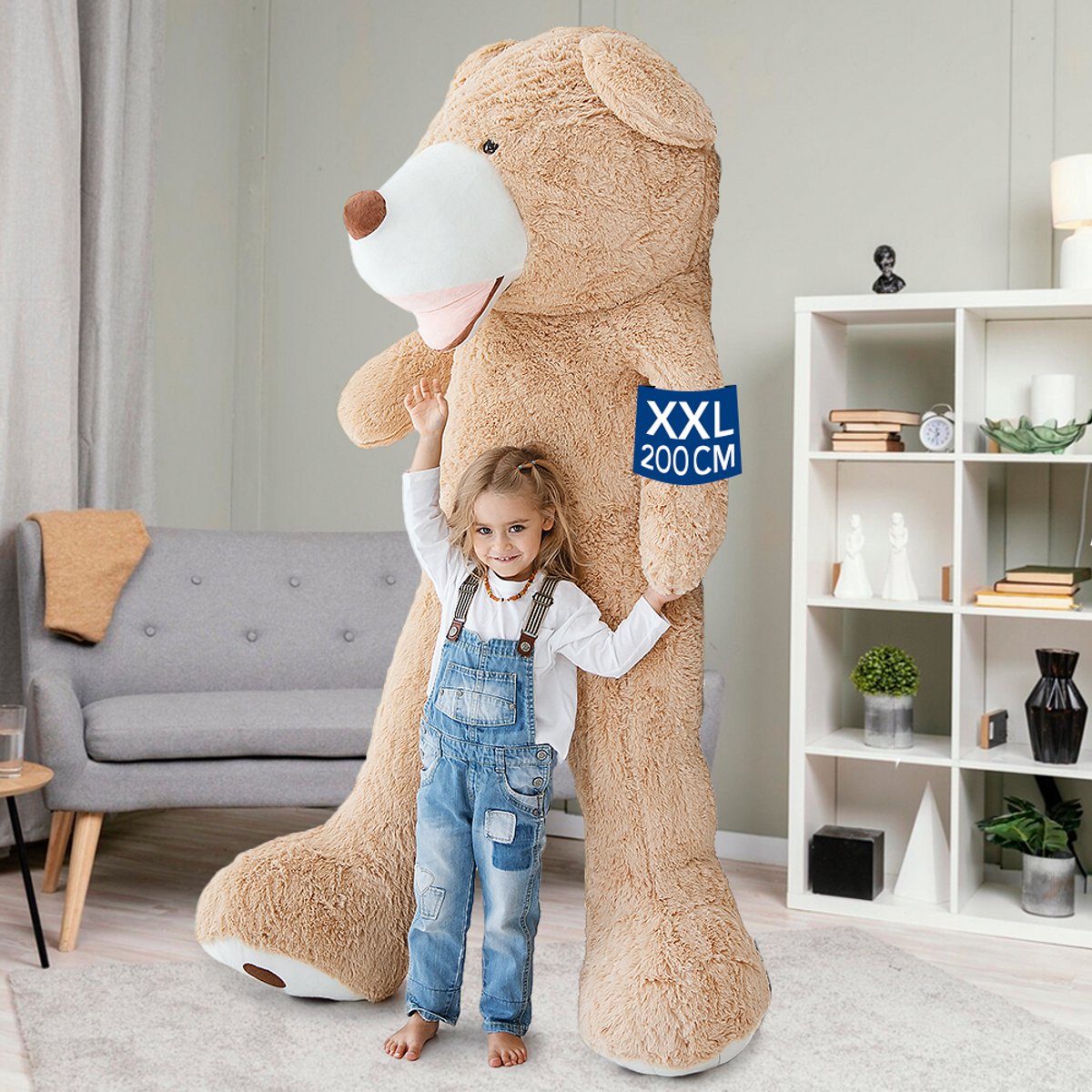 XL Pluche Teddybeer 200cm - Grote Knuffelbeer - Zacht Knuffeldier - Speelgoed voor Kinderen en Baby - Hoge Kwaliteit Beer Knuffel — afbeelding 4