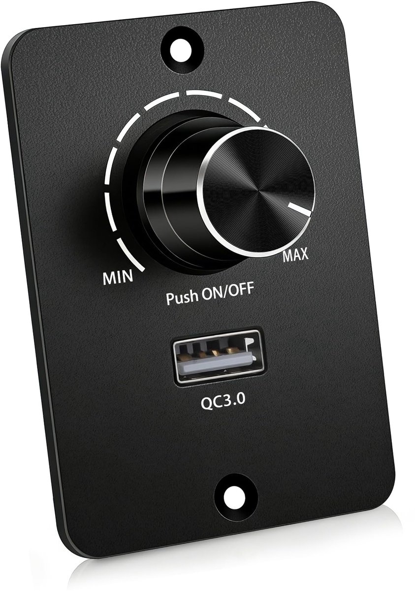 carmdering - LED-dimmer 12V - Dimmer Schakelaar - LED Dimmer - 5A, 60W, met USB poort, continu dimbaar 0-100% - Geen flikkering - Voor camper, boot en caravan - Eenvoudige installatie
