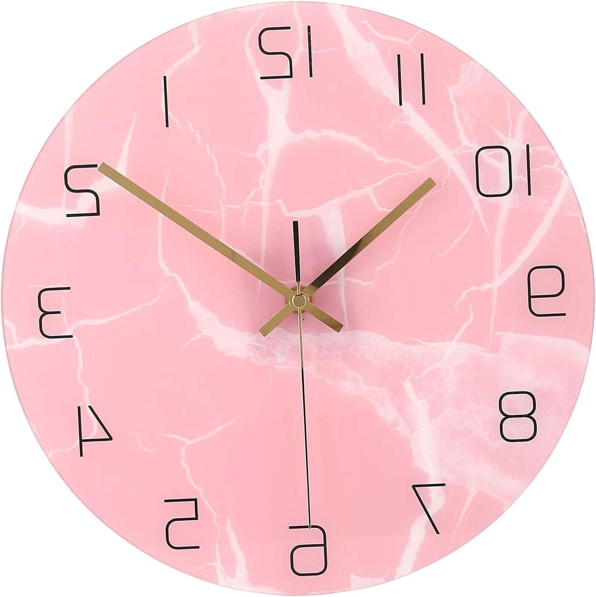 Unieke wandklok met roze print en stille beweging, perfect voor slaapkamer en woonkamer, ideaal voor thuisdecoratie
