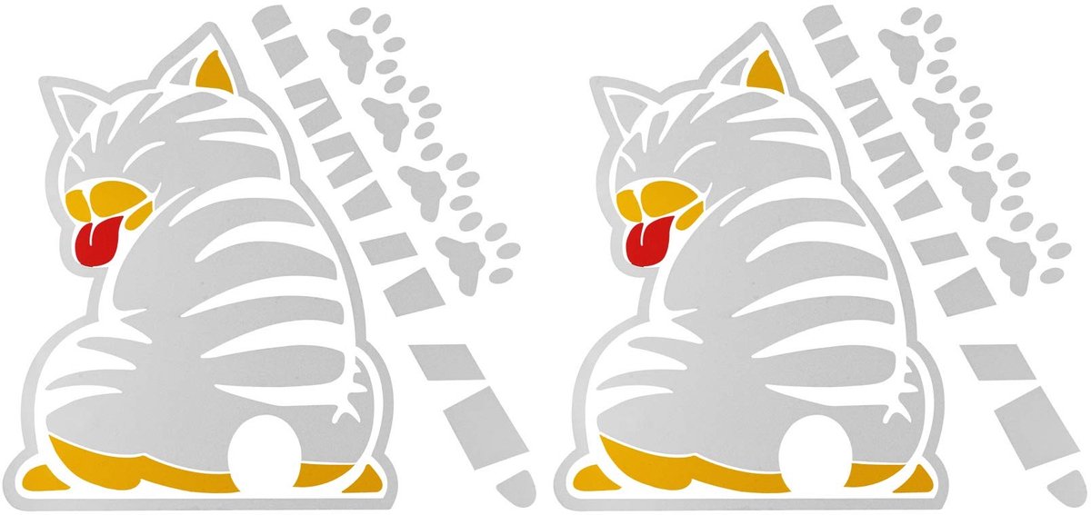 Dailygoods- Autosticker Cartoon Kat - Zelfklevende Wiper Stickers - Grappige Auto Decoratie - Reflecterende Achterruit Tattoo - Dieren Sticker - Hoge Kwaliteit Materiaal - Autodecal