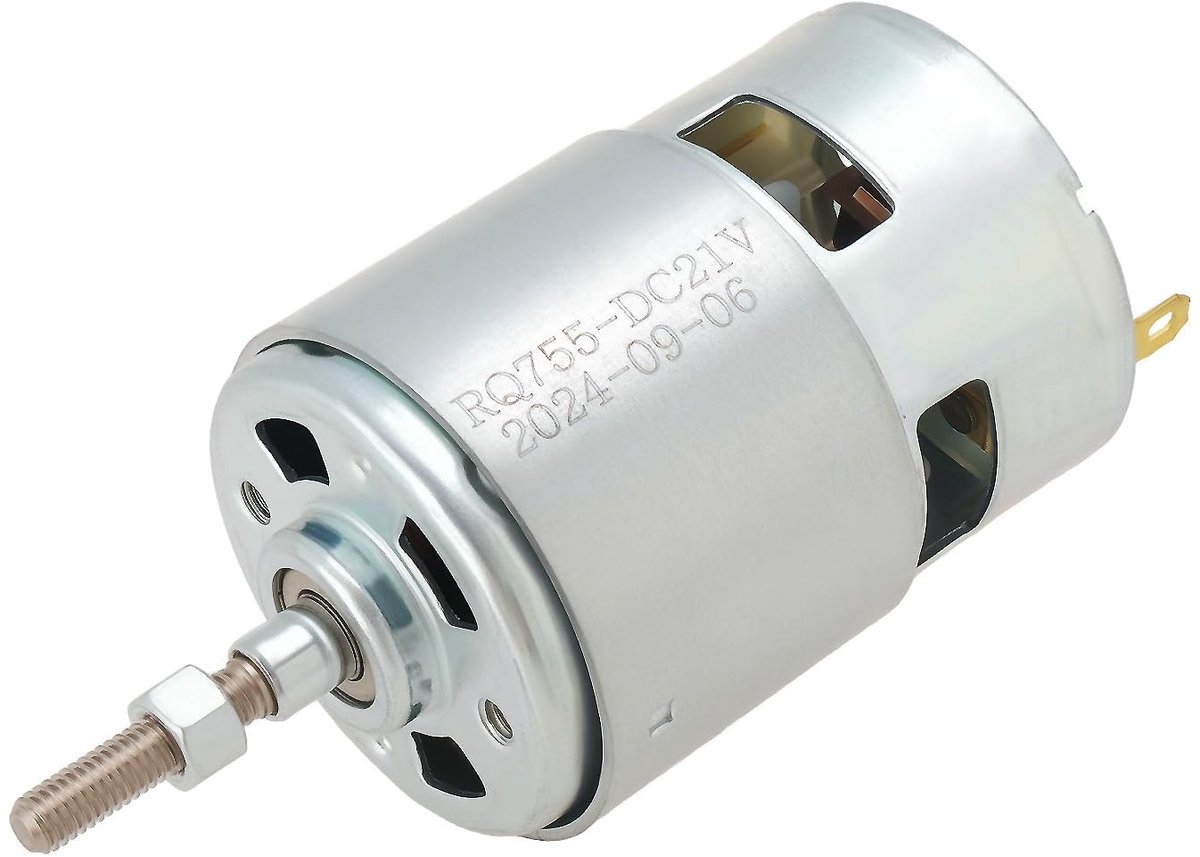 Dailygoody - 755 Geborstelde Motor - Krachtige DC Motor - Geschikt voor Trimmer en Grasmaaier - 21V - Groot Koppel - Lange As - 11000 RPM