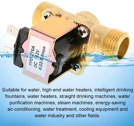 1/2" Elektrische Solenoïde Ventiel - Messing, 12V, Normaal Gesloten voor Waterbeheersing — afbeelding 2