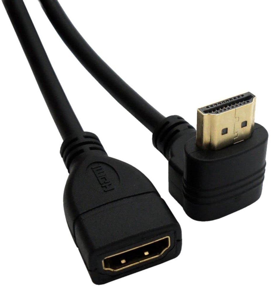 HDMI Verlengkabel 90 Graden 0.5 m - HDMI 1.4 Stekker naar Bus