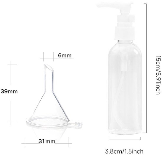 Store_7 - Plastic pompfles - Reisflessen - Draagbaar formaat - 100 ml - Pomp-dispenser - Perfect voor cosmetica en verzorging - Geschikt voor op reis van store-7 — afbeelding 2