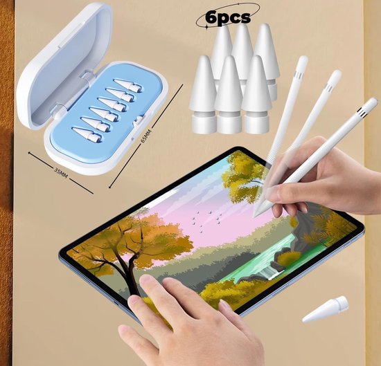 Dailygoody - Reservepunten voor Apple Pencil - Duurzaam en nauwkeurig - 6 stuks - Geschikt voor Apple Pencil 1e 2e 3e generatie - Inclusief opbergdoos... — afbeelding 5