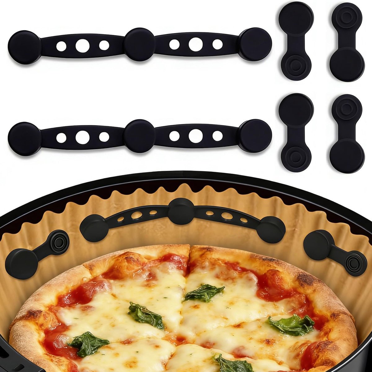 Dailygoody - Set van 6 magnetische siliconen clips voor airfryer bakpapier