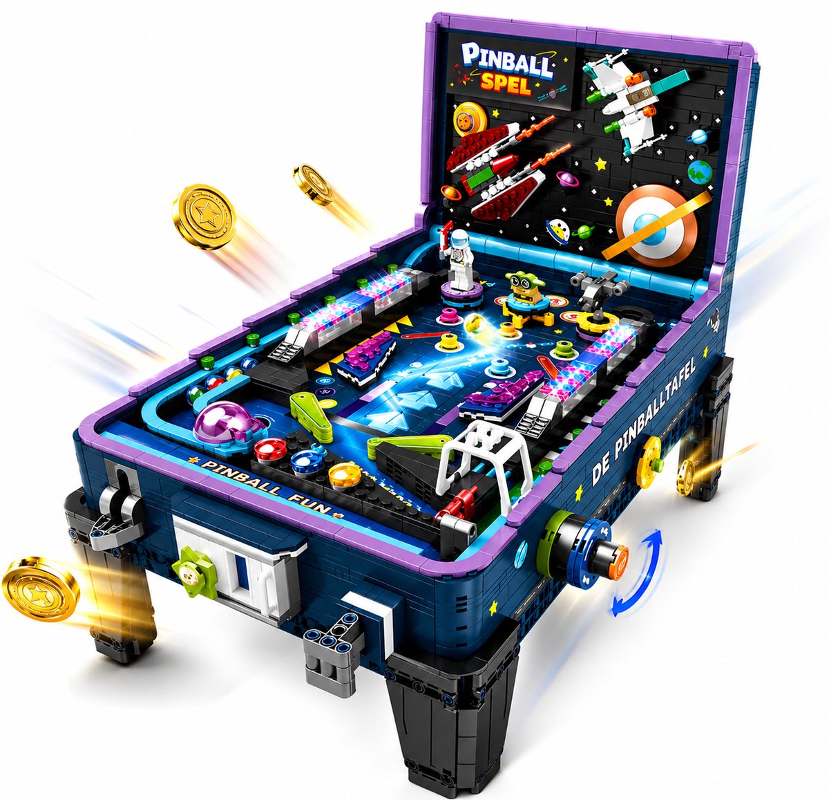 Flipperkast - Arcade - Flipperkast Volwassenen - Flipperkast Kinderen - Flipperkasten - Flipperkast Bouwblok - Educatief Bouwsteen Assemblage Speelgoed