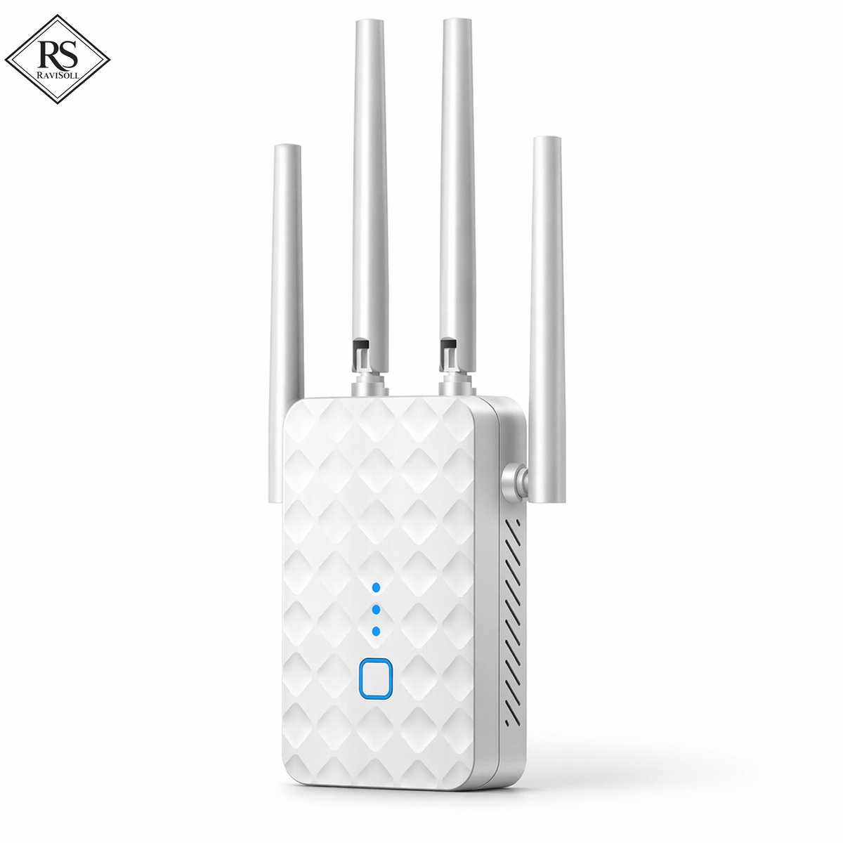 RaviSoll WiFi Versterker – Dual-Band 1200 Mbit/s – 2.4 GHz & 5 GHz – WPS Installatie – Groot Bereik – Repeater & Access Point – Inclusief Beveiliging