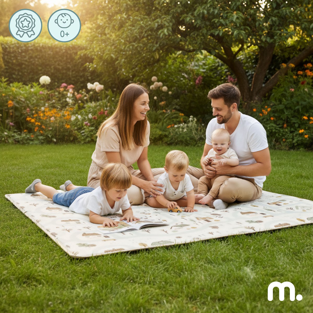 Mamabrum Dubbelzijdige Speelmat van Schuim 180x120 cm – XPE Speelkleed voor Baby’s en Kinderen – Stadje / Zandbeige – foto 8