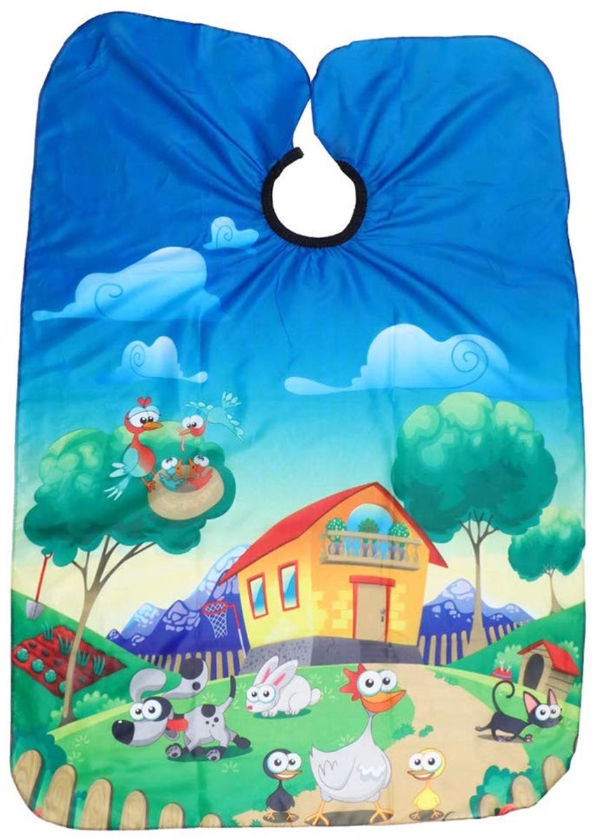 Dailygoody - Kapperscape voor Kinderen - Haarknipcape - Schattig Dierenpatroon - Hemelsblauw - Kapsalon Cape - Geschikt voor Jongens en Meisjes