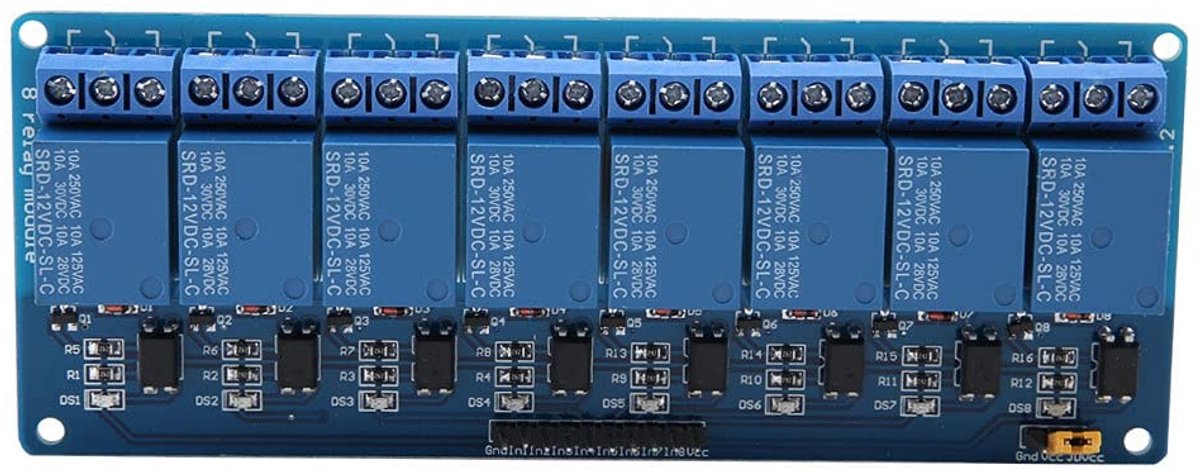 Dailygoody - 8-kanaals Relaismodule - Laag Niveau Trigger - Automatische Schakelaar - 12V - Optocoupler - Printplaatrelais - Geschikt voor Industrie -...