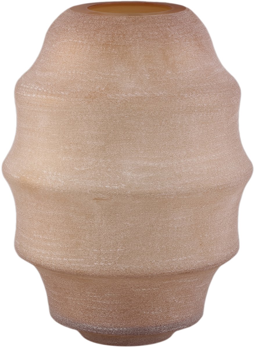PTMD Elladie Amber Round Glass Layered Vase High Oranje
