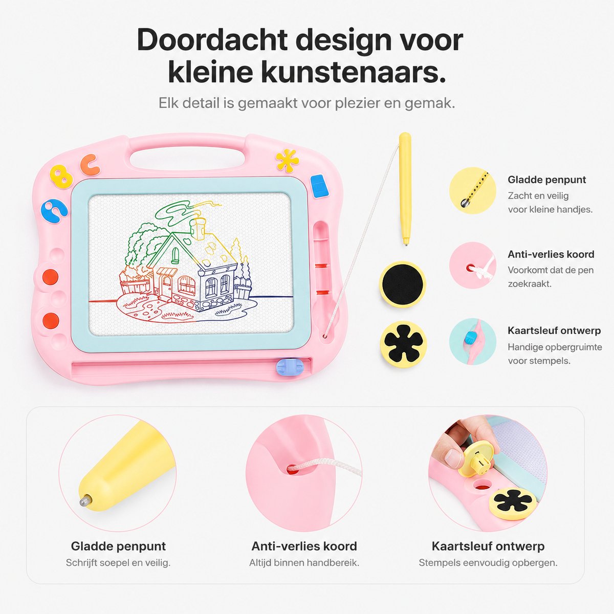 BOTC Tekenbord - Magnetisch - Kids Art - Kleuren Tekenbord - Roze — afbeelding 5