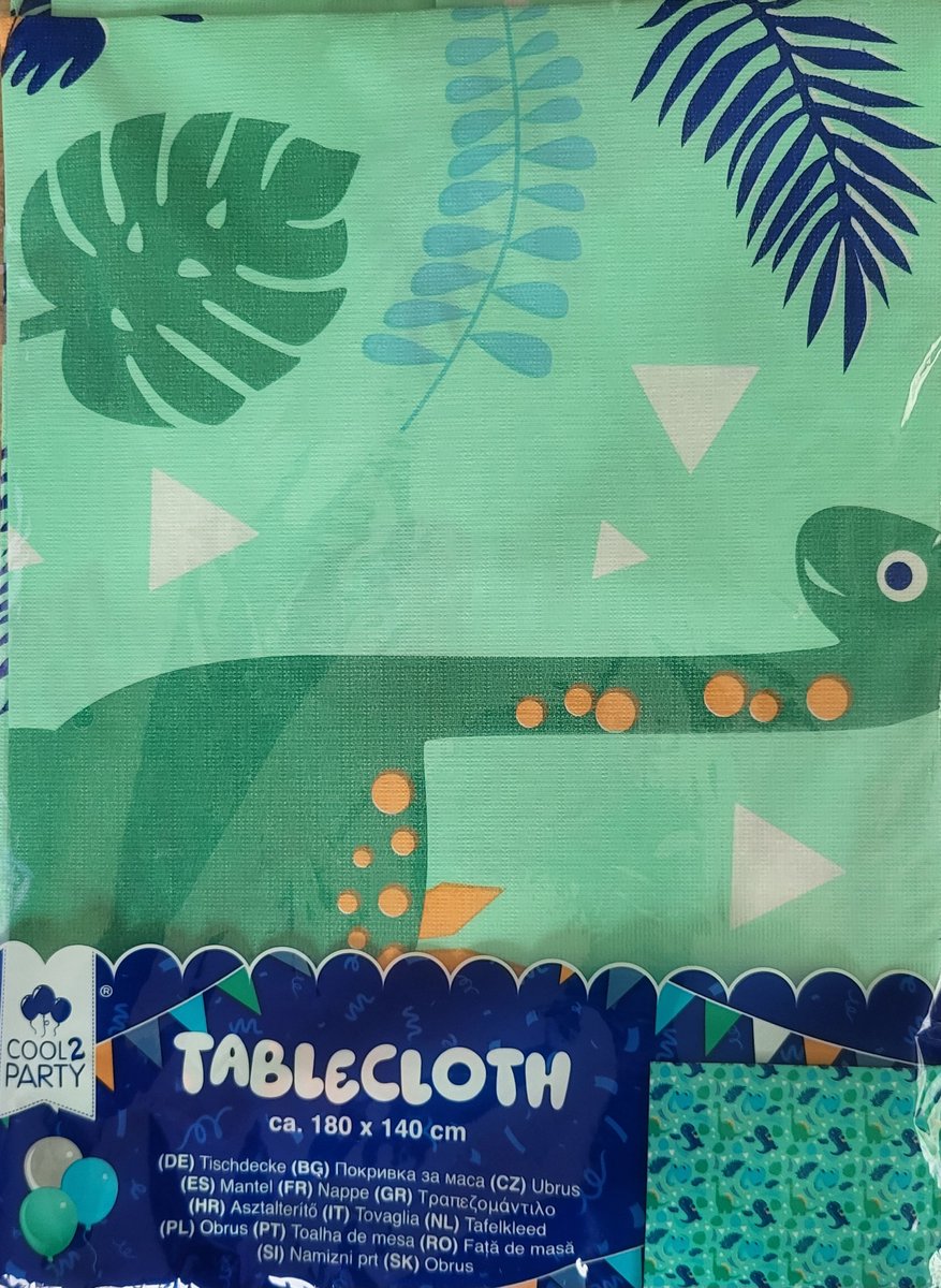 Tafelkleed Dinosaurus 180x140 cm - afneembaar kleed voor kinderfeestjes
