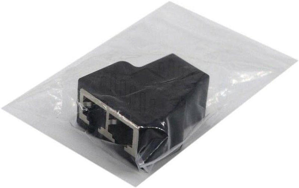 RJ45 Splitter Adapter - Netwerk Koppeling - Internet Delen - Twee Aansluitingen - 2 Stuks - Zwart