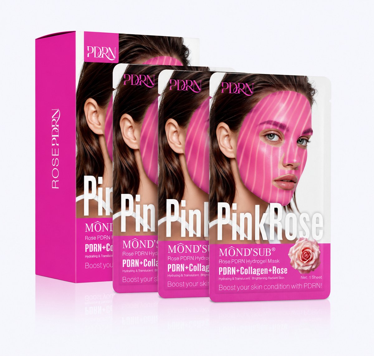 MÔND'SUB - Rozen Glow Gezichtsmasker - PDRN & Collageen - 3 stuks
