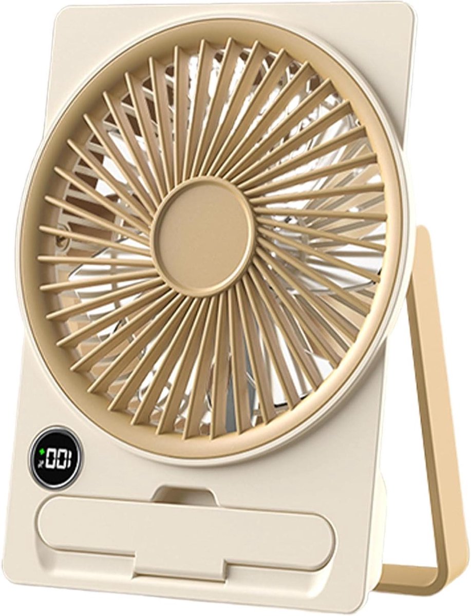 Bureau Ventilator - Oplaadbare Koeler - Persoonlijke Koeling - Opvouwbaar Kaartontwerp - 14 cm Breed - Khaki