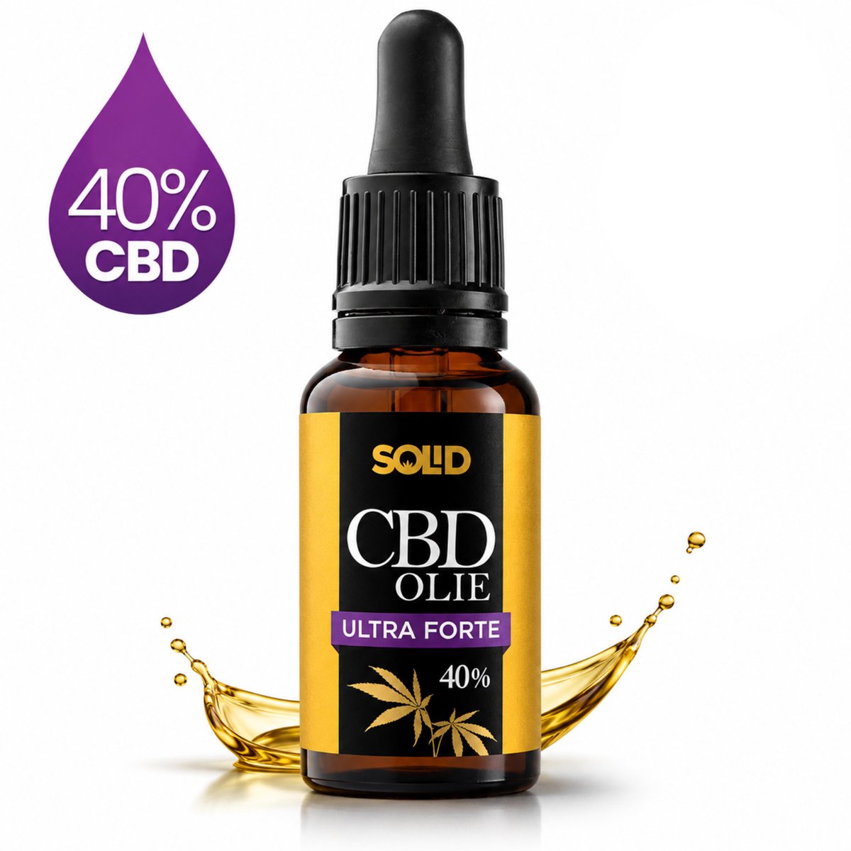 SOLID® CBD Olie Ultra Forte 40% - 100% Biologisch Geteeld - Hoog Geconcentreerd - CBD Supplementen - 4000mg CBD - 10ml