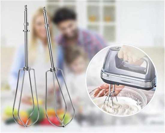 Mixer Accessoires Set - Garde Klopper - Bakken Mixen - Roestvrij Staal - 4 Delig - Zilver — afbeelding 4