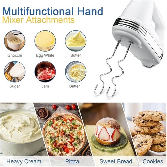 Mixer Accessoires Set - Garde Klopper - Bakken Mixen - Roestvrij Staal - 4 Delig - Zilver — afbeelding 2