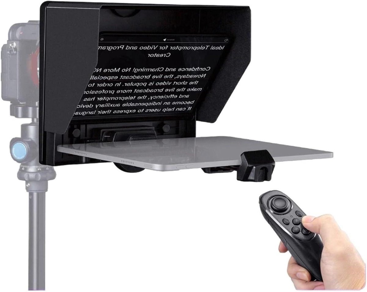 Opvouwbare Teleprompter - Opname Hulp - Video Opnames - Met Afstandsbediening - 10-inch Scherm - One Color